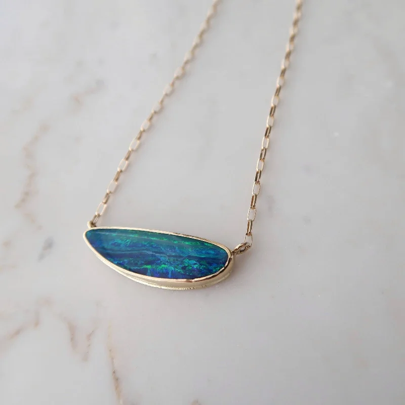 Stellar sign necklaces-Freeform Opal Necklace in 14K Yellow Gold