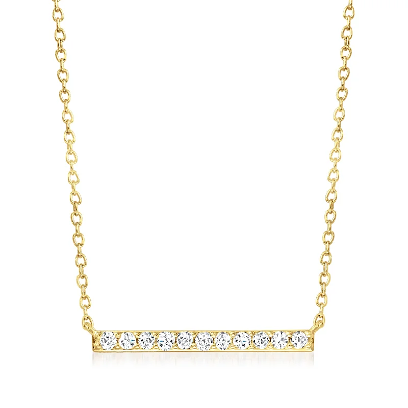 Fine diamond necklaces-Ross-Simons Diamond Bar Necklace in 18kt Gold Over Sterling