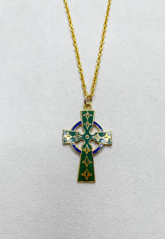 Classic style necklaces-Estate Collection - Necklace Gold Tone Celtic Cross on Chain