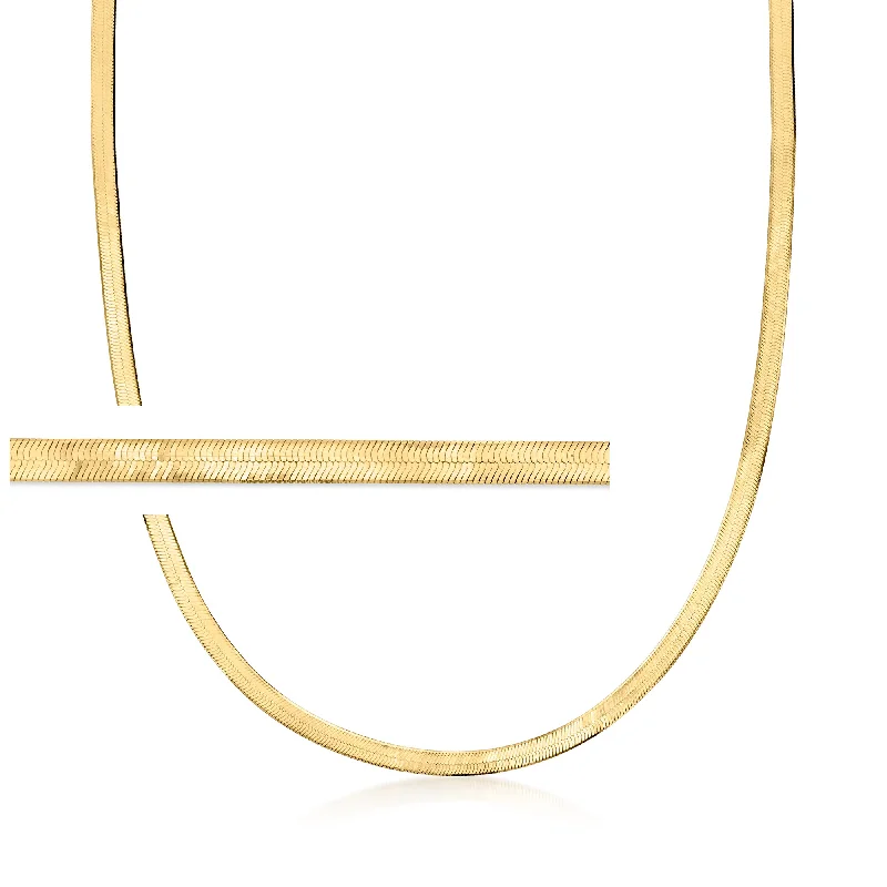 Coiled wire necklaces-RS Pure by Ross-Simons Italian 18kt Gold Vermeil Herringbone Necklace