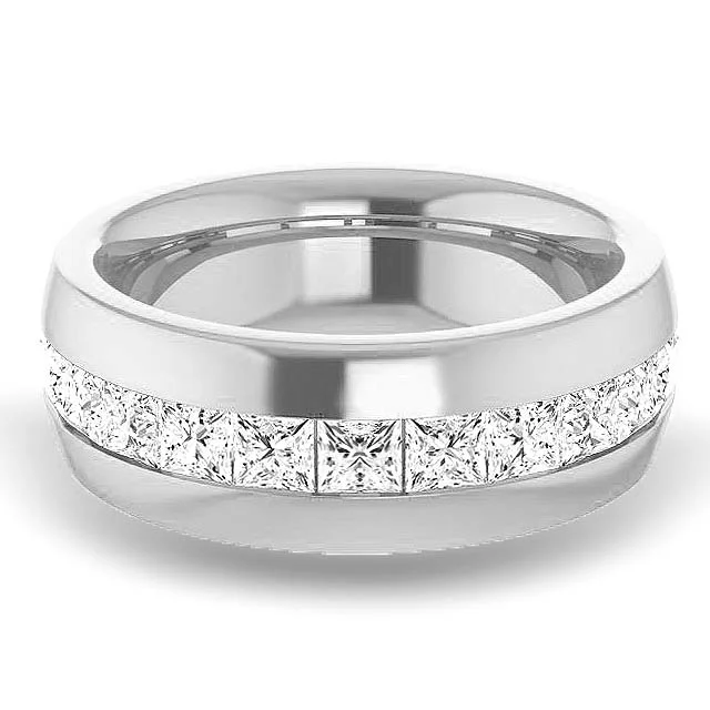 2.5 ctw Channel Set Princess Cut Diamond Men's Ring Half Eternity