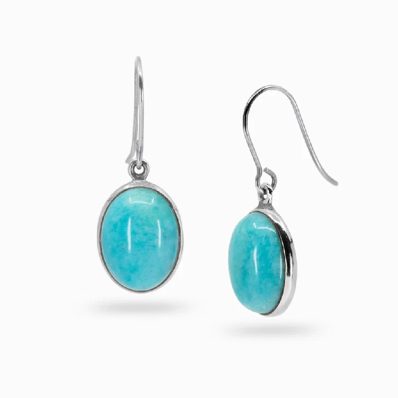 Soft cord rings-Solid cuff earrings-Amazonite Drop Earrings