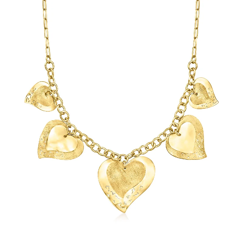 Sapphire necklaces-Ross-Simons Italian 18kt Gold Over Sterling Heart Drop Necklace