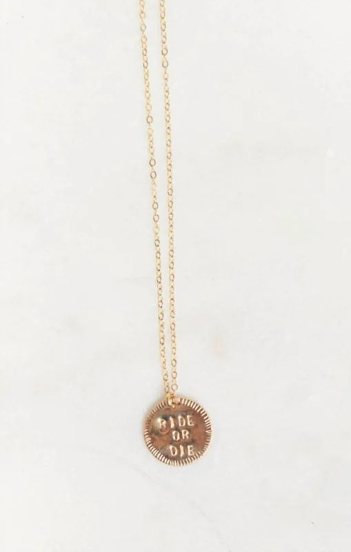 Bali style necklaces-Women's Ride Or Die Coin Necklace In Gold