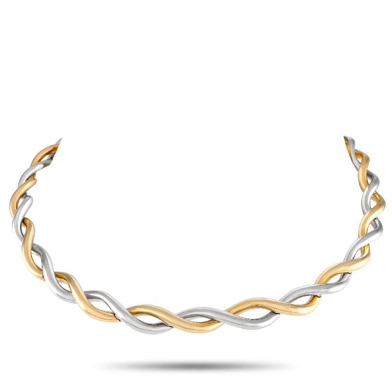 Tahitian pearl necklaces-Van Cleef & Arpels 18K Yellow and White Gold Two-Tone Twisted Choker Necklace VC16-012224