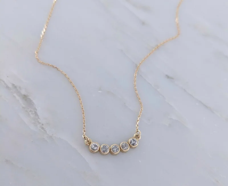 Vintage coin necklaces-Salt & Pepper Diamond Arc Necklace in 14K Gold