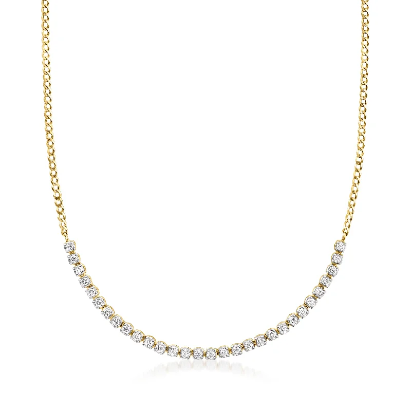 Sapphire necklaces-RS Pure by Ross-Simons Diamond Half-Tennis Necklace in 14kt Yellow Gold