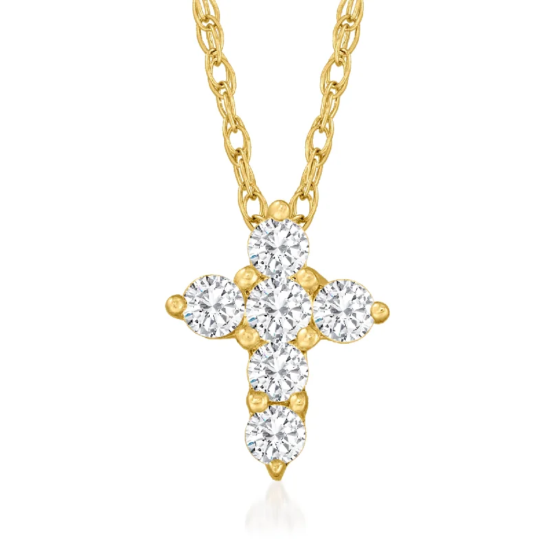 Slim choker necklaces-Canaria Diamond Cross Pendant Necklace in 10kt Yellow Gold