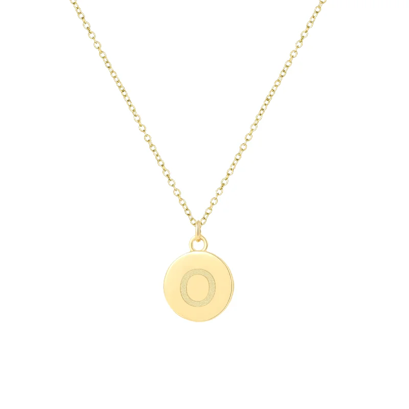 Vintage coin necklaces-18K GOLD VERMEIL OVER STERLING SILVER ROUND INITIAL PENDANT W/ CHAIN