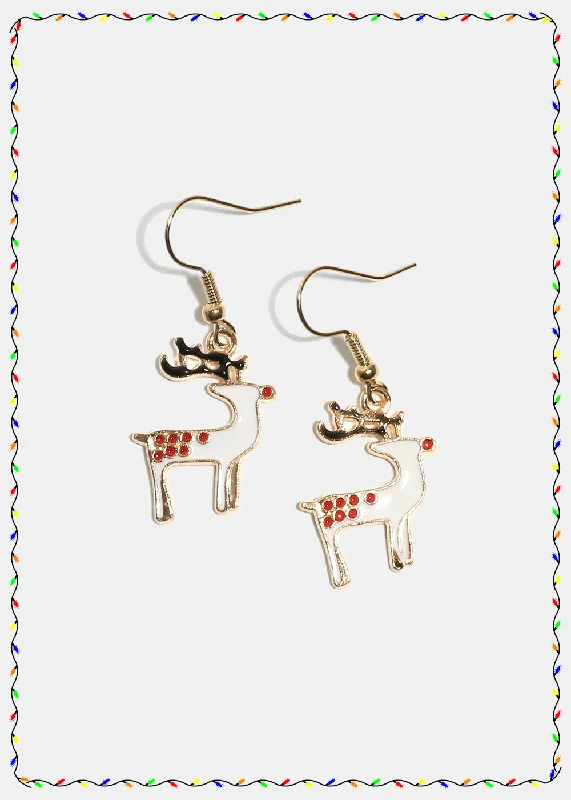 Cord edge rings-Fine star earrings-Miss A Christmas Earrings - Deer