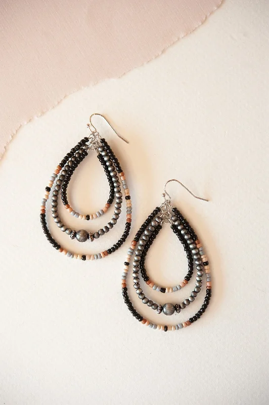 Thick stone rings-Soft drop earrings-Brodie Beaded Teardrop Dangle | Multicolored Beaded Earring