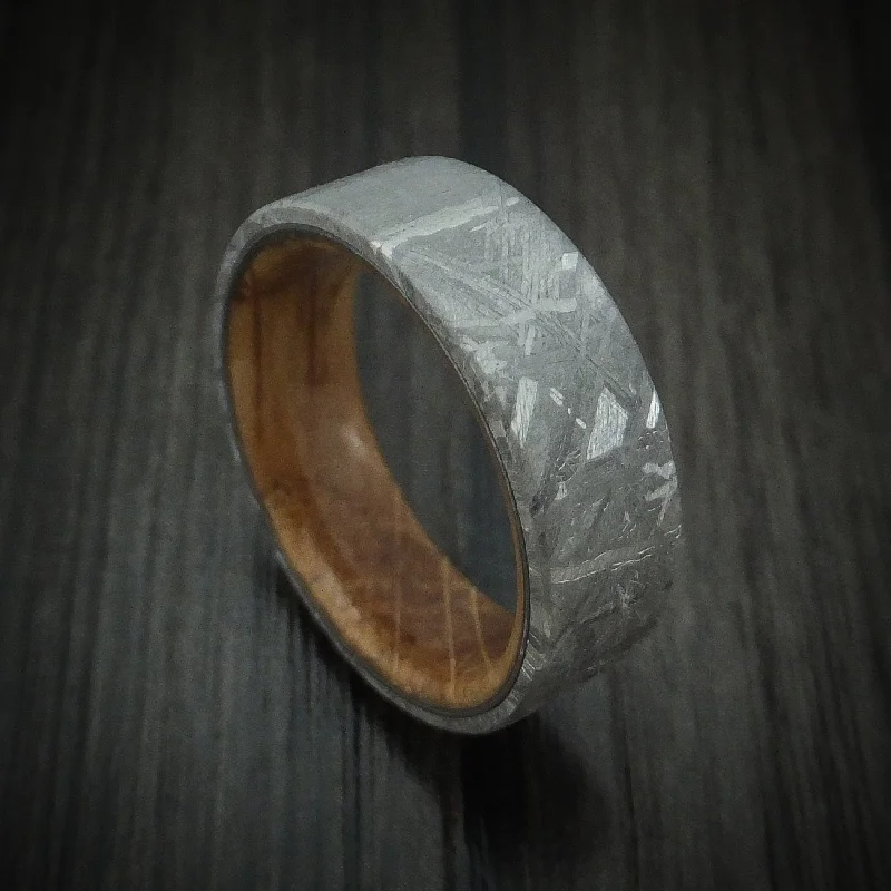 Gibeon Meteorite and Wood Sleeve Men's Ring Custom Made