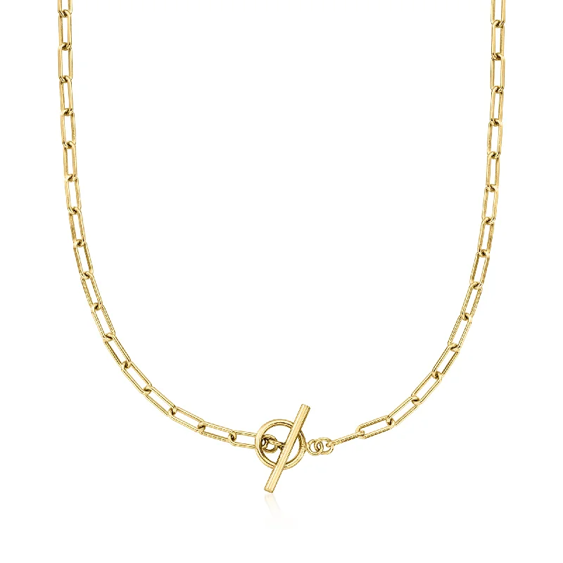 Sapphire necklaces-RS Pure by Ross-Simons Italian 18kt Gold Vermeil Paper Clip Link Toggle Necklace