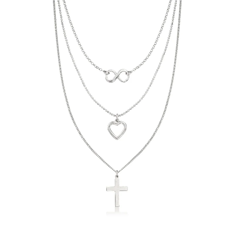 Faith charm necklaces-Ross-Simons Italian Sterling Silver Symbol Layered Necklace