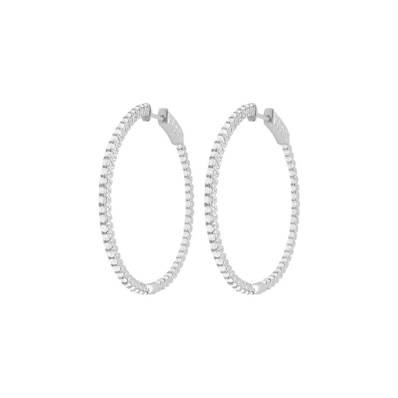 Bead weave earrings-Stacked drop earrings-14K GOLD DIAMOND 1.29 CT CLASSIC DIAMOND HOOPS