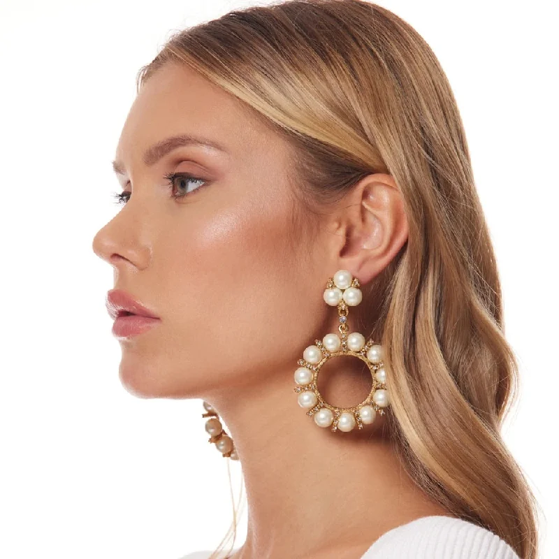 Thick band rings-Thin hoop earrings-Pearl crystals