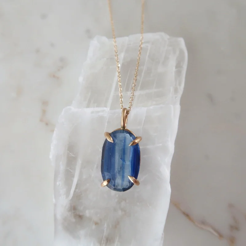 Delicate filigree necklaces-Kyanite Necklace in 14K Gold