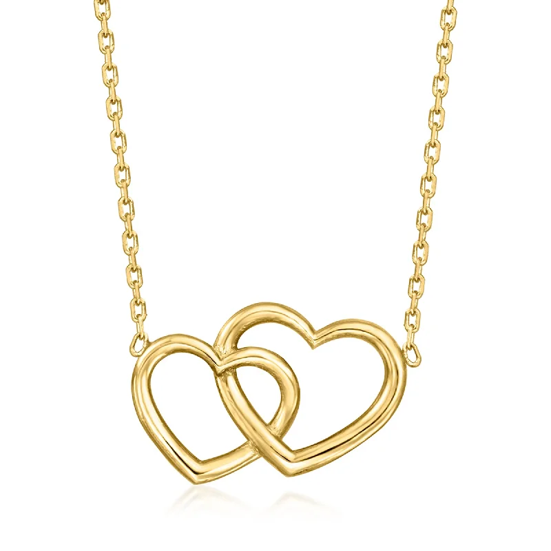 Emerald drop necklaces-Ross-Simons Italian 14kt Yellow Gold Interlocking Heart Necklace