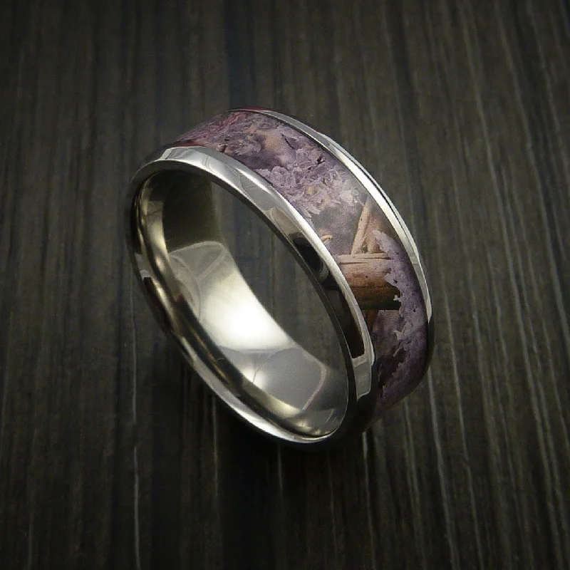 Titanium Men's Ring with Camo Inlay Custom Made Wedding Band