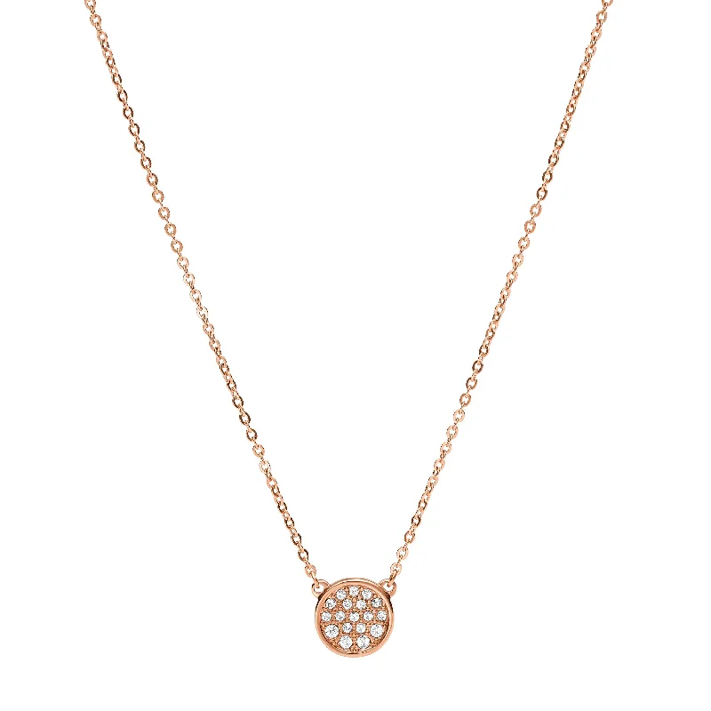 Gem-woven necklaces-Fossil Women's Rose Gold-Tone Stainless Steel Pendant Necklace