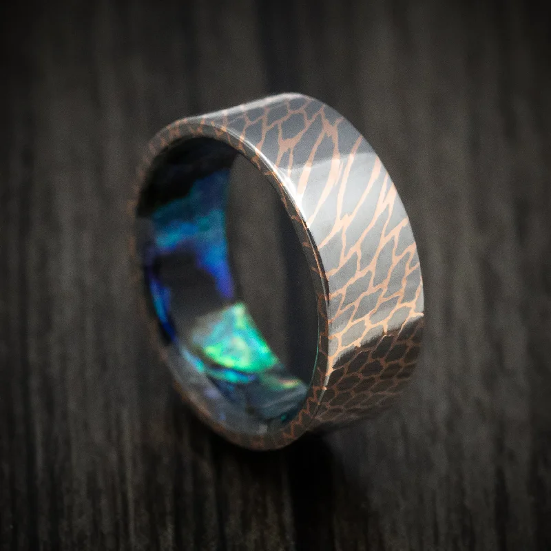 Superconductor Men's Ring with Abalone Sleeve Custom Made Band