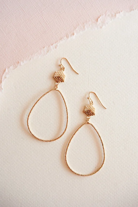 Emerald gem rings-Tide drop earrings-Carlie Gold Teardrop Dangle | Elegant Beaded Teardrop Earring