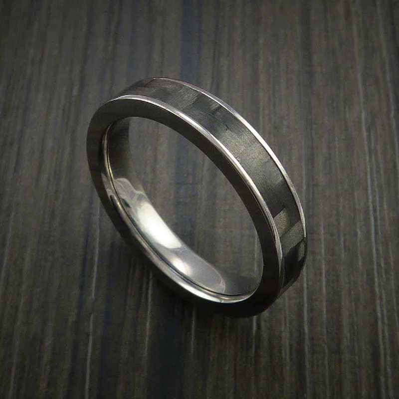 Titanium Ring with Carbon Fiber Inlay Custom Made Wedding Band