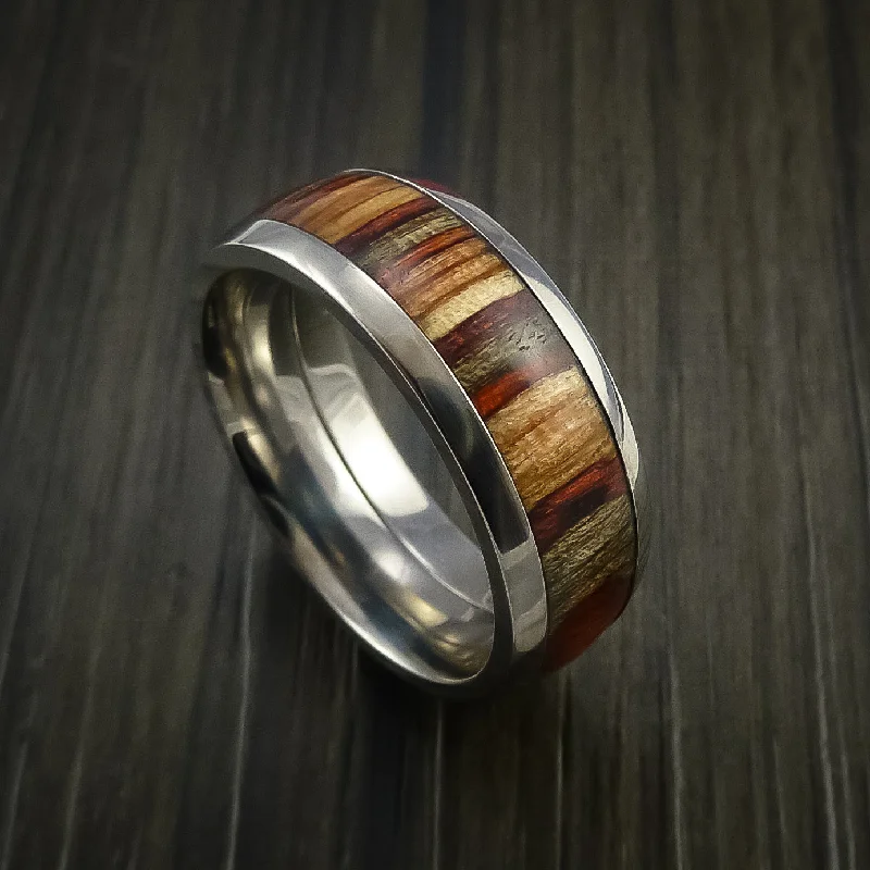 Titanium Men's Ring with Wood Inlay Custom Made Wedding Band