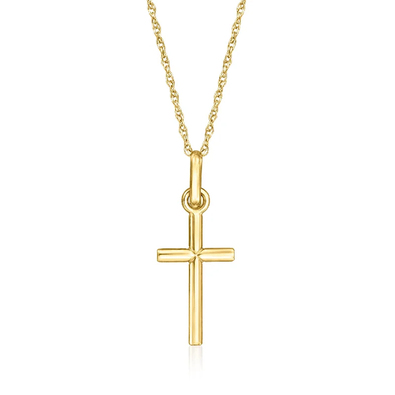 Lustrous pearl necklaces-RS Pure by Ross-Simons 14kt Yellow Gold Cross Pendant Necklace