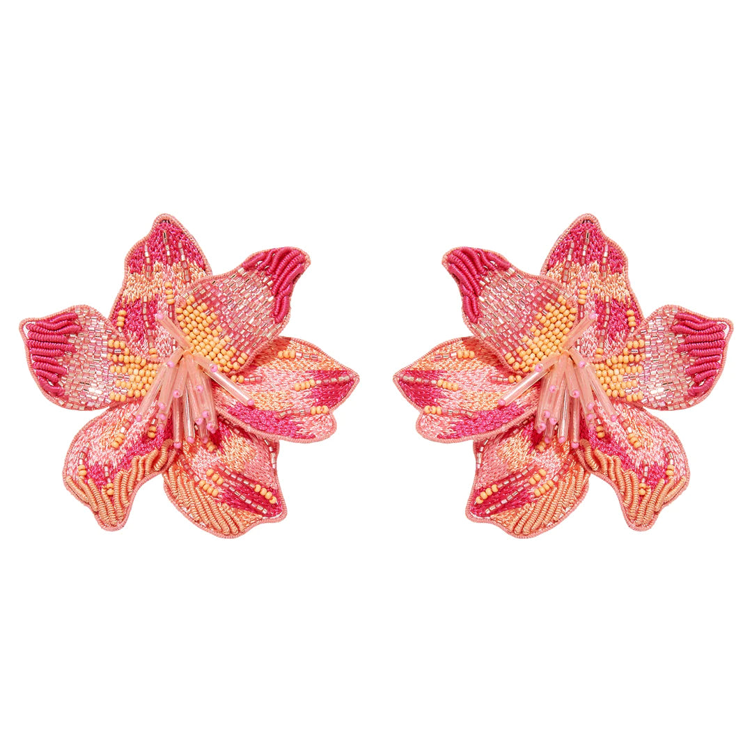 Soft drop earrings-Leaf hoop earrings-Margarite Hot Pink