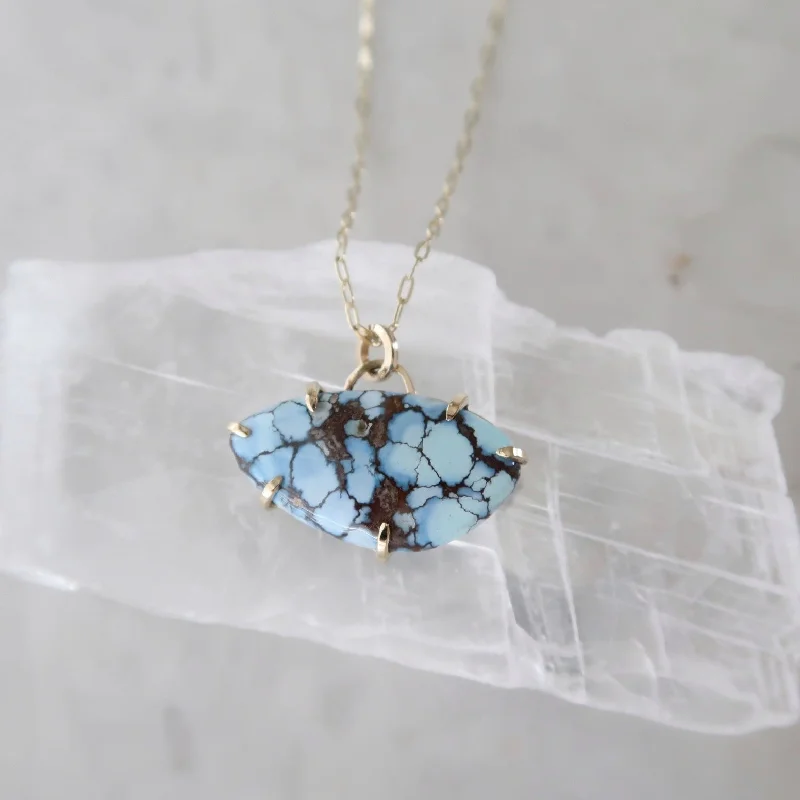 Linen cord necklaces-Golden Hills Turquoise Necklace No. 3