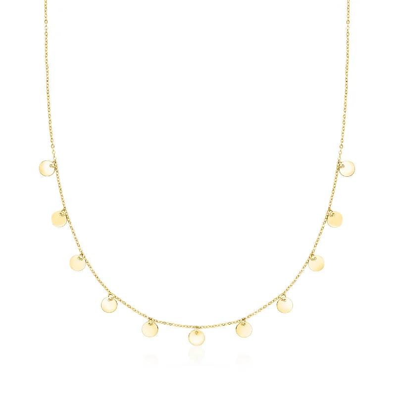 Thick stone necklaces-Ross-Simons Italian 18kt Yellow Gold Disc Station Necklace