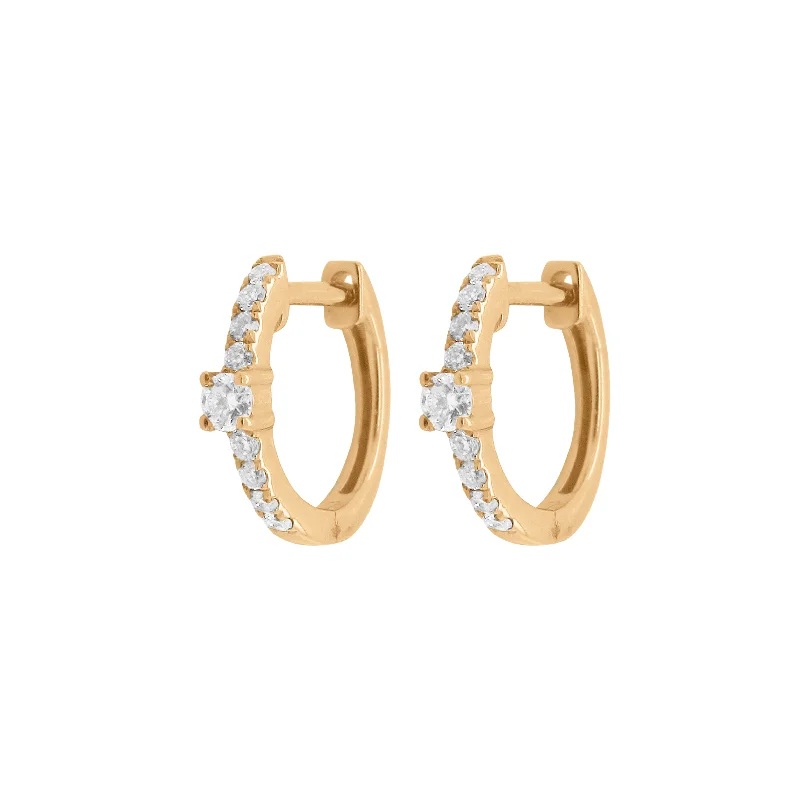 Classic deco rings-Yarn fringe earrings-14K GOLD DIAMOND KIM HUGGIES