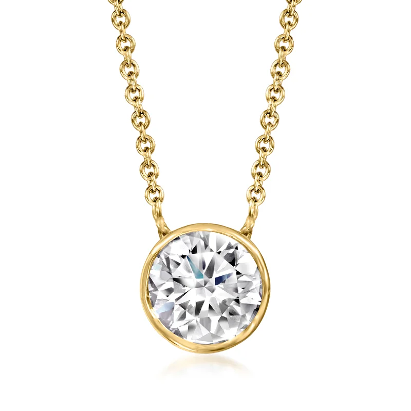 Simple cross necklaces-Ross-Simons Bezel-Set Lab-Grown Diamond Necklace in 14kt Yellow Gold