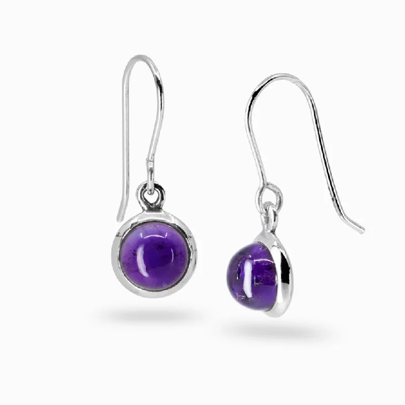 Tiny dot rings-Smooth drop earrings-Amethyst Drop Earrings