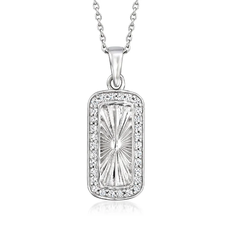 Onyx stone necklaces-Ross-Simons Diamond Sunburst Pendant Necklace in Sterling Silver