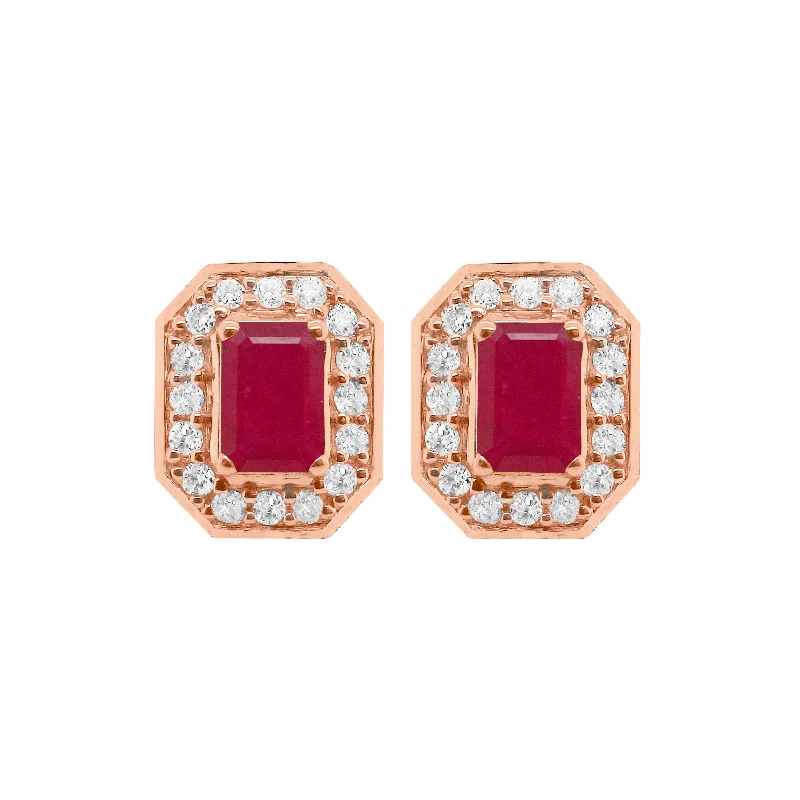 Sapphire rings-Fine triangle earrings-14K GOLD DIAMOND RUBY BETTY EARRINGS