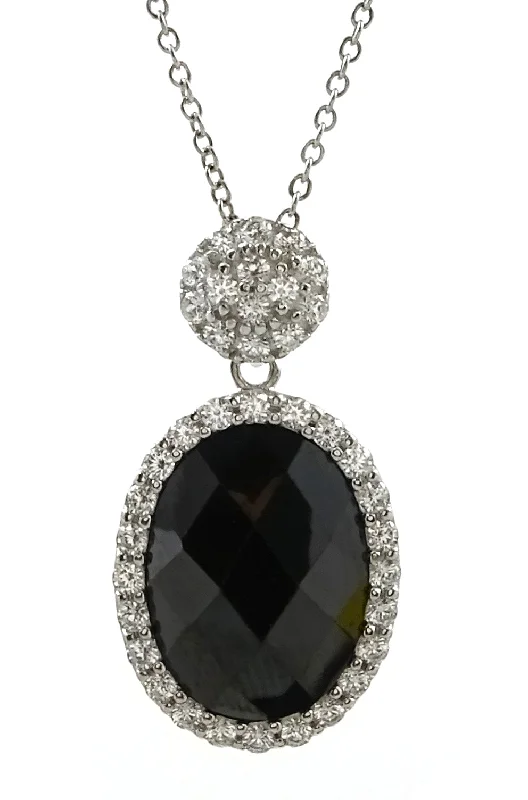 Victorian style necklaces-Sterling Silver Cz Drop Neck