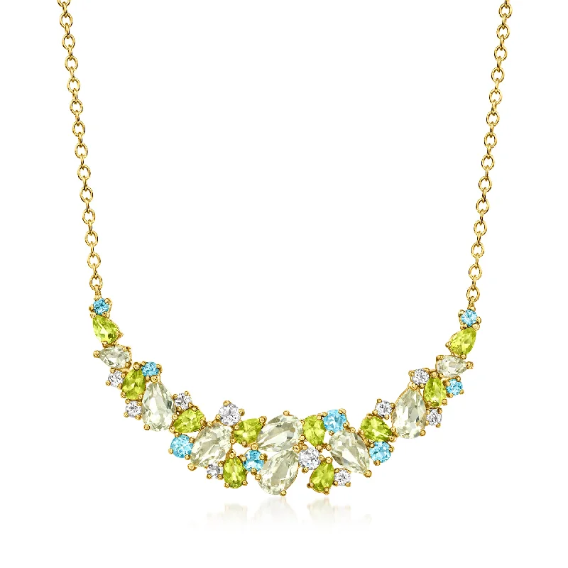 Raised bar necklaces-Ross-Simons Multi-Gemstone Collar Necklace in 18kt Gold Over Sterling