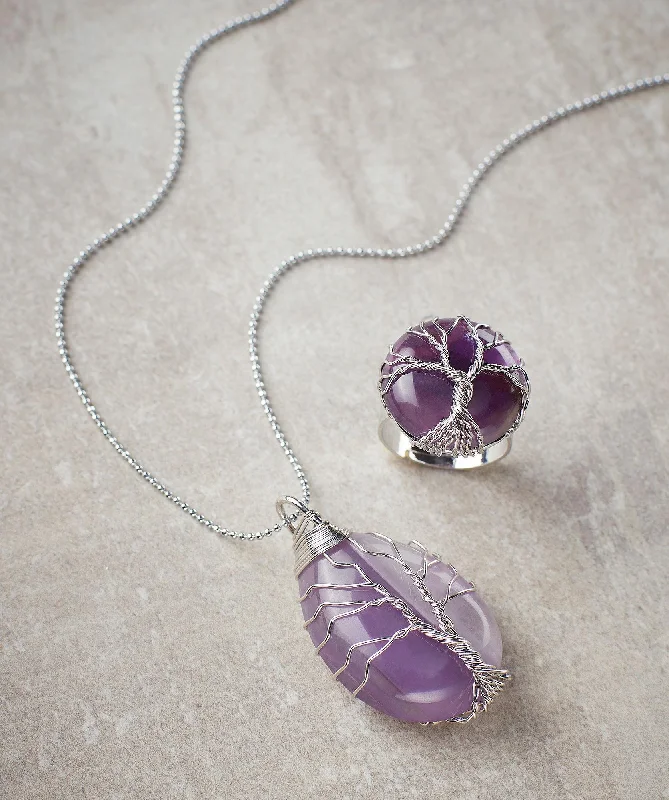 Rose flower necklaces-Amethyst