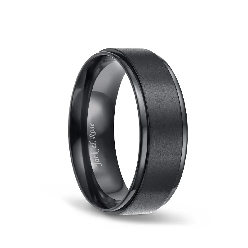 Mens Titanium Ring Black Matte Finished 8mm