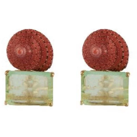 Delicate accent rings-Tahitian pearl earrings-Fluorite red shell