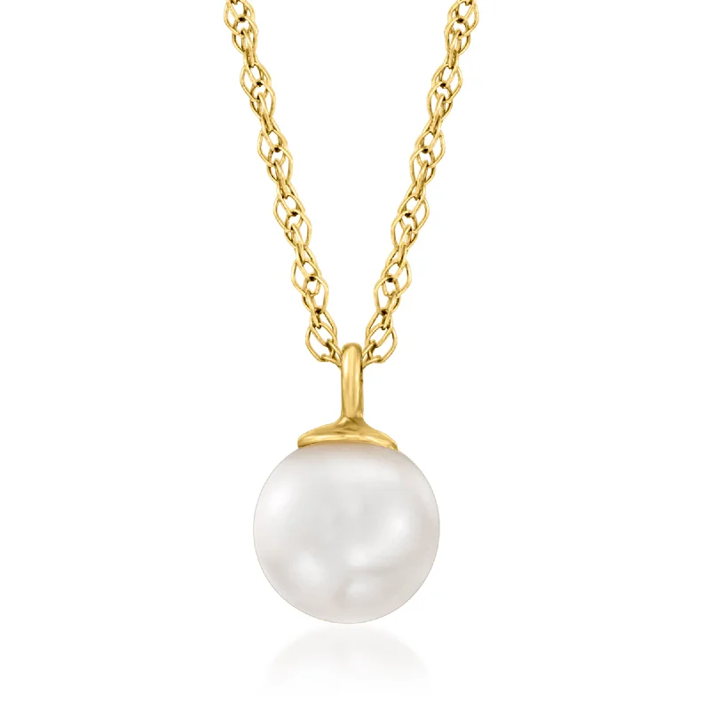 Heavy bib necklaces-RS Pure by Ross-Simons 5-5.5mm Cultured Pearl Pendant Necklace in 14kt Yellow Gold