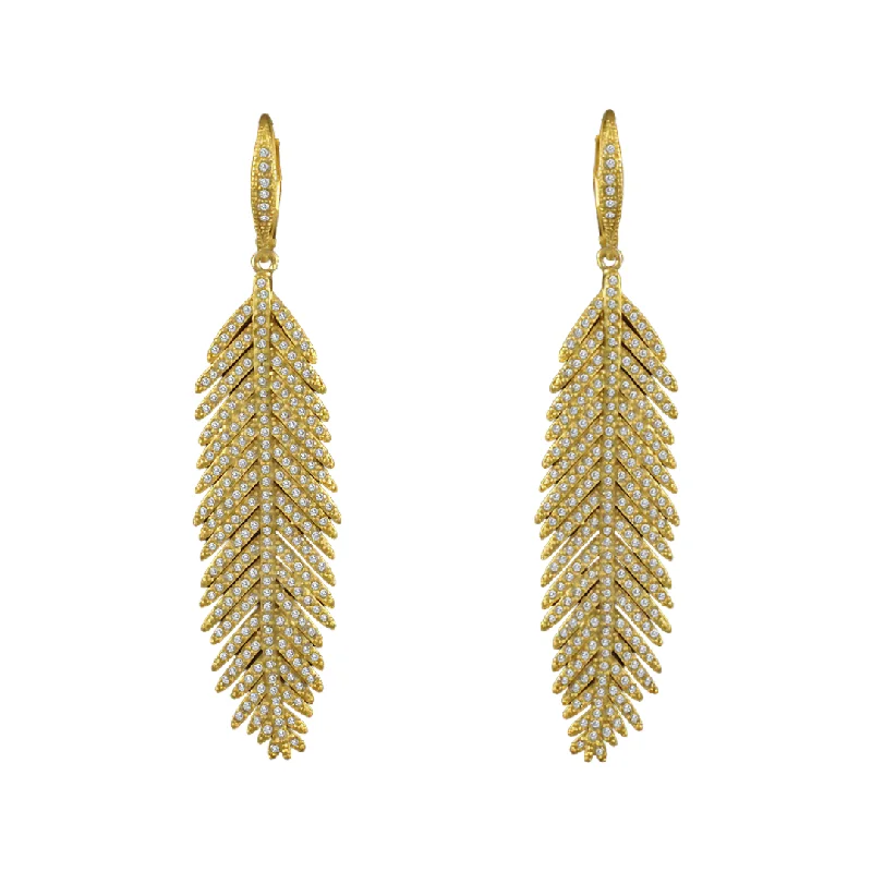 Twine bead earrings-Thick tier earrings-Gold Feather