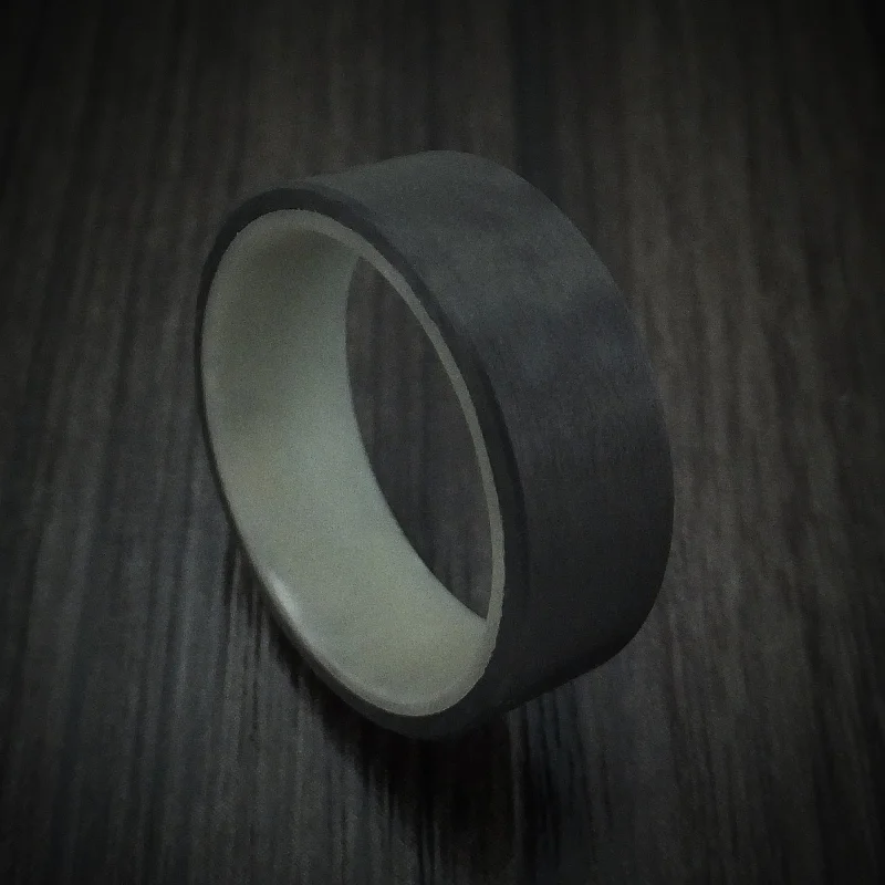 Carbon Fiber and Green Glow Sleeve Men's Ring Custom Made