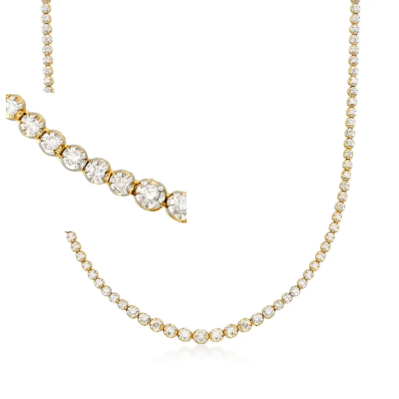 Sapphire pendant necklaces-Ross-Simons Graduated Diamond Tennis Necklace in 14kt Yellow Gold