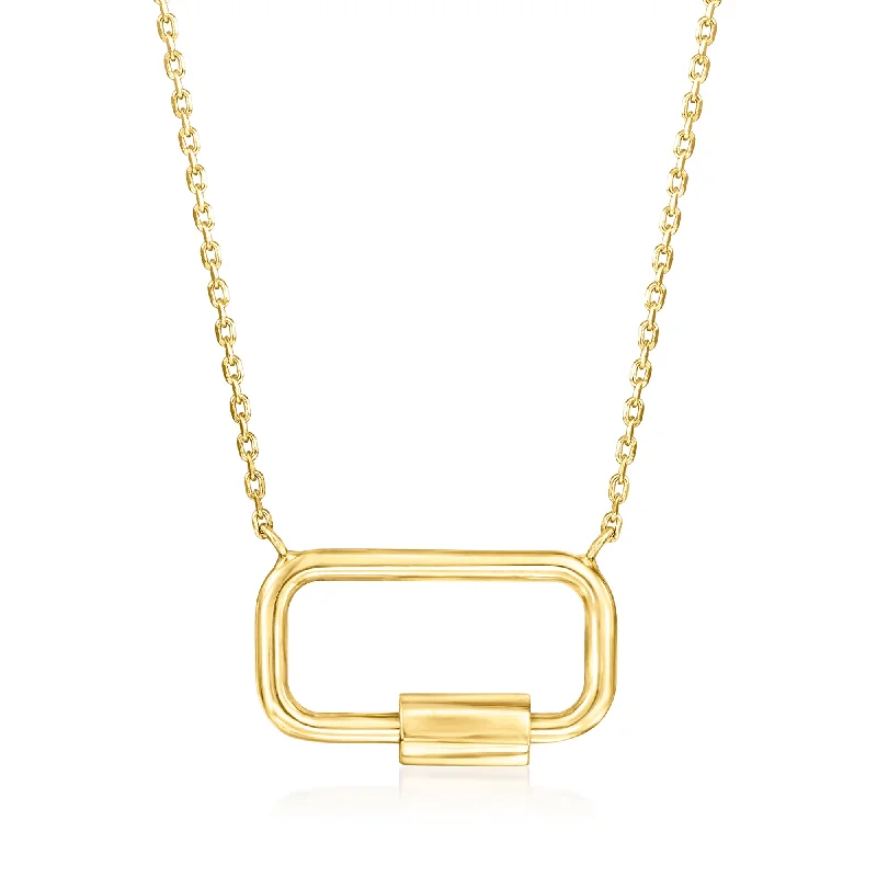 Thick stone necklaces-RS Pure by Ross-Simons Italian 14kt Yellow Gold Carabiner Necklace