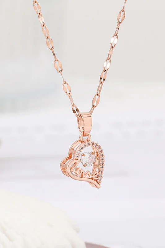 Shiny crystal necklaces-Love Heart Pendant Necklace