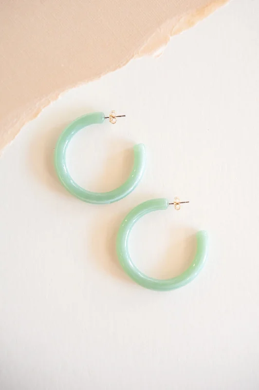 Glossy shine earrings-Fine texture earrings-Avery Lucite Earrings | Mint Summer Hoops