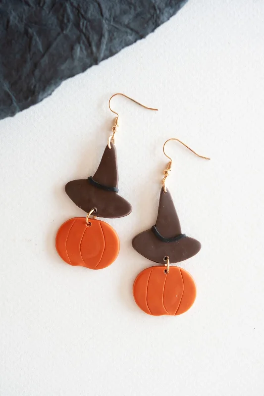 Glossy enamel rings-Solid bar earrings-Witch's Brew Dangle | Elevated Clay Halloween Earring